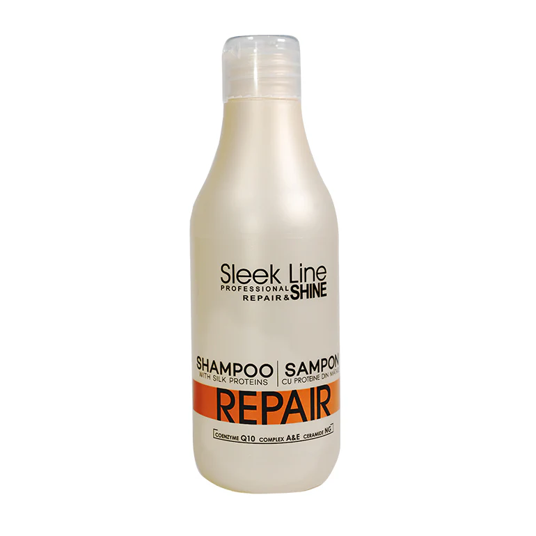 șampon reparator păr deteriorat 300 ml, Stapiz Sleek Line Repair, șampon profesional păr uscat, tratament păr deteriorat salon, șampon pentru păr vopsit și degradat
