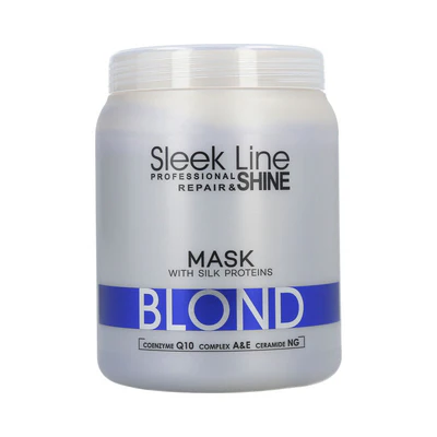 mască păr blond 1000 ml, Stapiz Sleek Line Blond, mască profesională pentru păr decolorat, tratament păr cărunt salon, mască pentru păr blond și gri