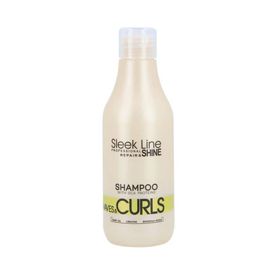șampon păr creț 300 ml, Stapiz Sleek Line Waves & Curls, șampon pentru bucle definite, șampon anti frizz profesional, șampon păr ondulat salon
