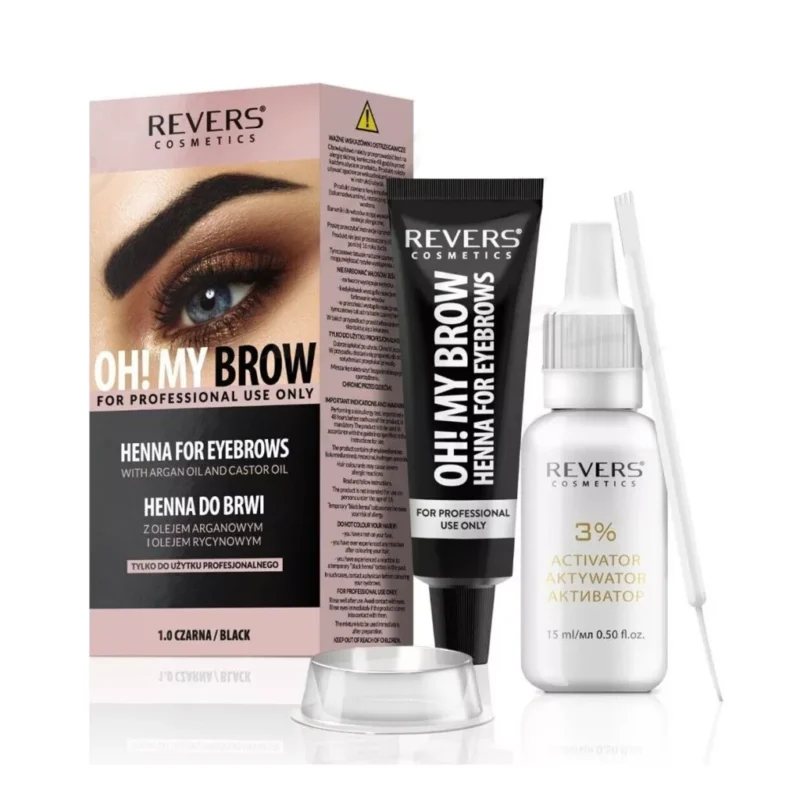 Vopsea pentru Sprâncene Henna PRO Colors by Revers 1.0 Black 15ml – Negru Intens