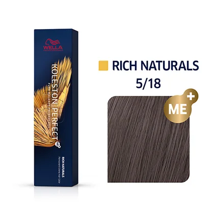 Vopsea Profesională Wella Koleston Perfect ME+ 5/18 Castaniu Deschis Cenușiu Perlat 60 ml