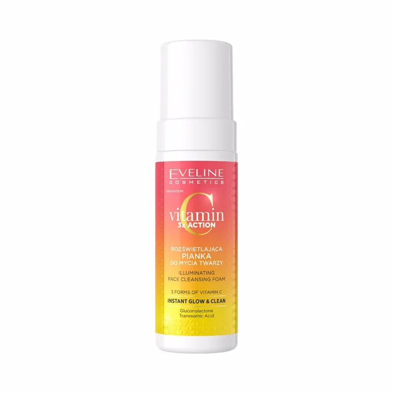 Eveline Vitamin C 3x Action – Spumă de Curățare Iluminatoare cu 3 Forme de Vitamina C, 150 ml
