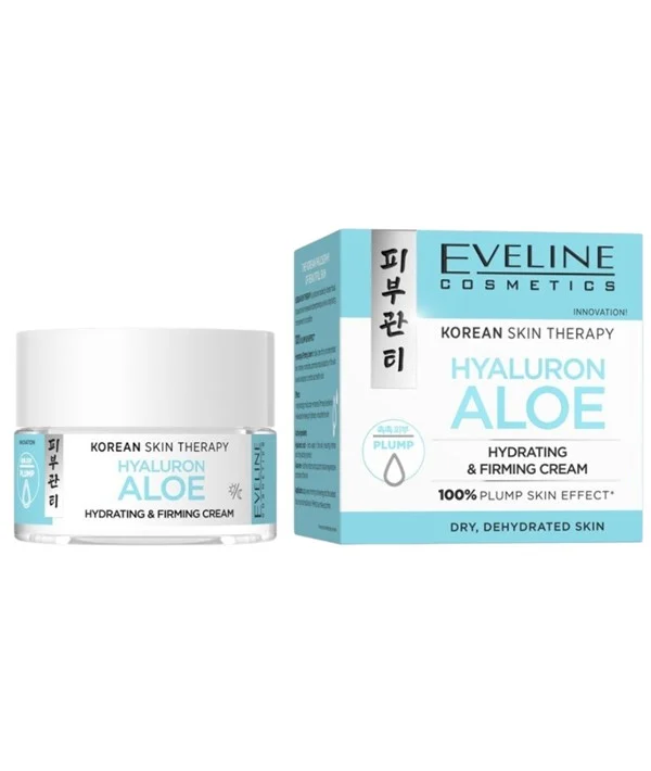 Eveline Korean Skin Therapy Hyaluron & Aloe – Cremă Hidratantă și pentru Fermitate, 50 ml