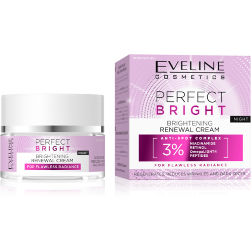 Eveline Perfect Bright – Cremă de Noapte Iluminatoare cu Retinol și Niacinamidă, 50 ml