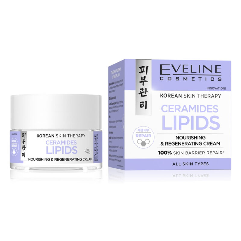Eveline Korean Therapy Ceramides+ – Cremă Regenerantă și Hrănitoare cu 5 Ceramide și Lipide, 50 ml